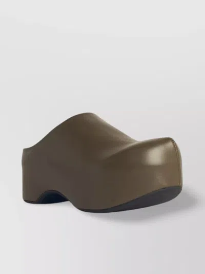 Marni Chunky Green Leather Deepsage Clog Sabots In Green