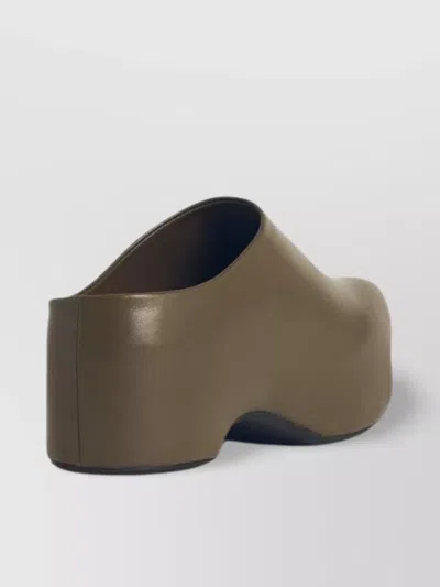 Marni Chunky Green Leather Deepsage Clog Sabots In Green