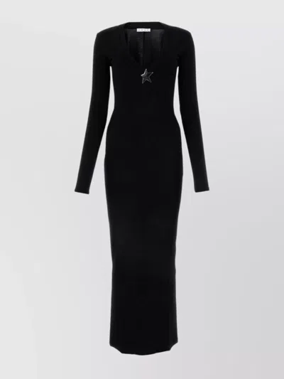 Area Stretch Viscose Dress Star Embellishment In Black