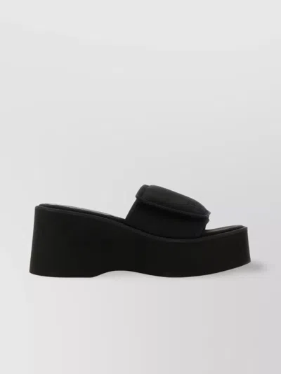 Courrèges Black Stretch Polyester Blend Scusa Wave Slippers In Black