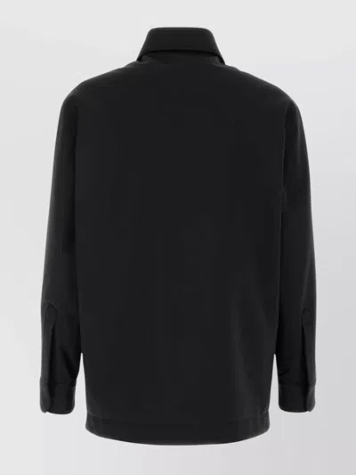 Fendi Wool Blend Jacket With Collar And Zip Pockets In Black