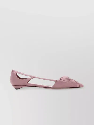 Prada Satin Ballerinas With Cut-out Design And Pointed Toe In Pink
