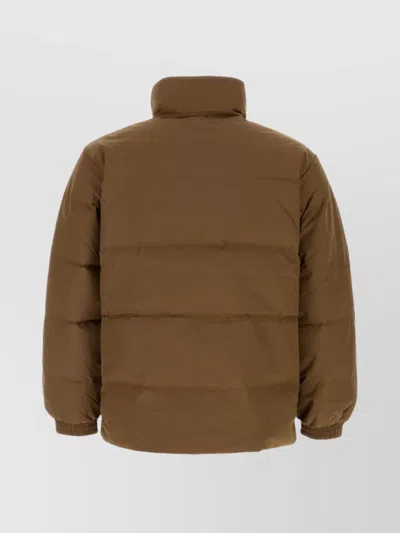 Carhartt Quilted High Collar Jacket With Front Pockets In Brown