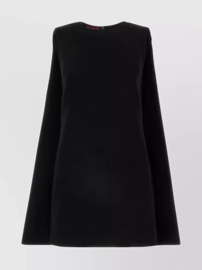 Gucci Wool Crew Neck Mini Dress With Long Sleeves In Black