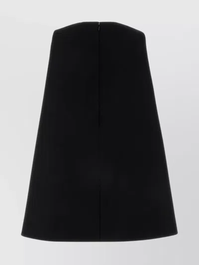 Gucci Wool Crew Neck Mini Dress With Long Sleeves In Black