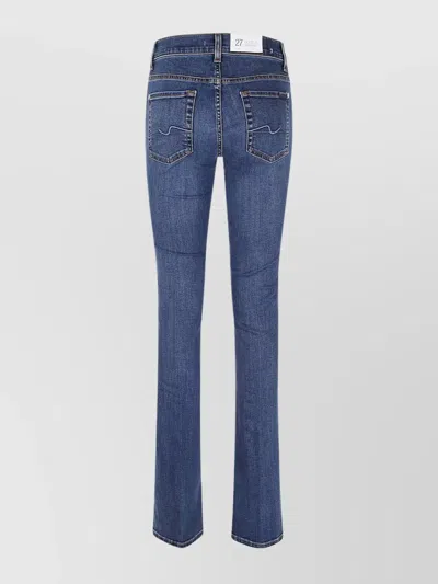 7 For All Mankind Straight-leg Blue Trousers In Soft Cotton Blend In Blue