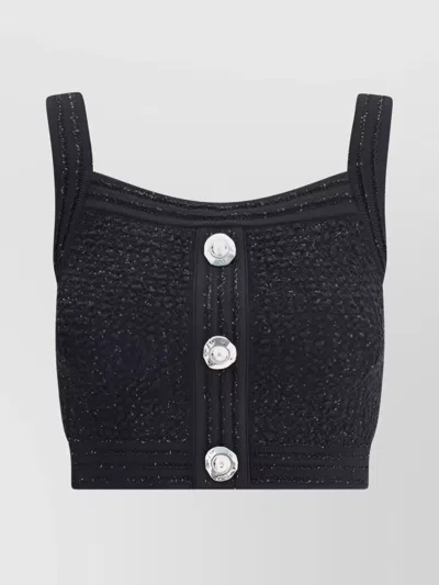 Balmain Tweed Crop Top In Black