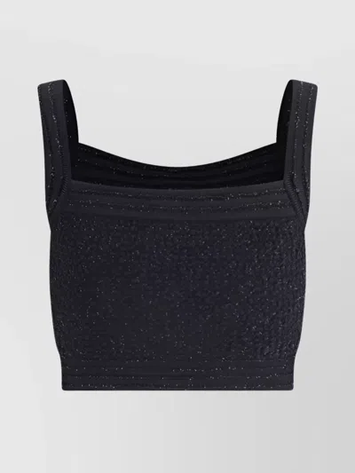 Balmain Tweed Crop Top In Black