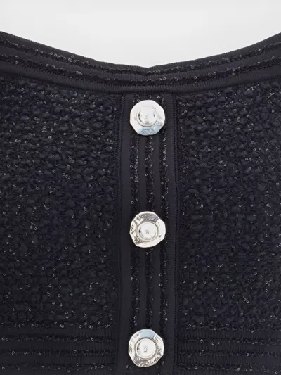 Balmain Tweed Crop Top In Black