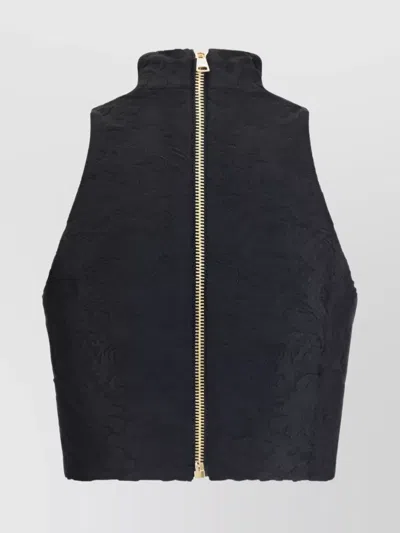 Balmain Baroque-pattern Top In Black