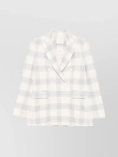 Circolo 1901 Check Pattern Double-breasted Cotton Jacket In White