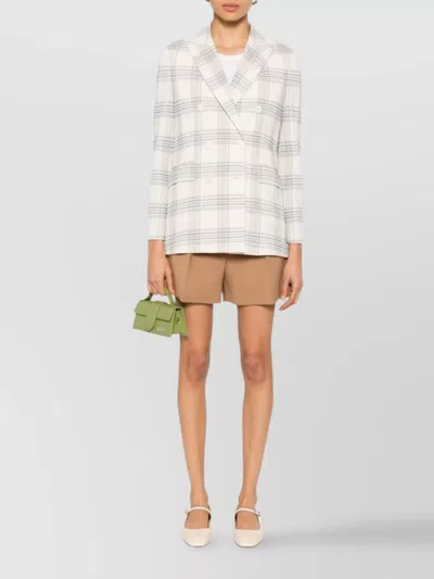 Circolo 1901 Check Pattern Double-breasted Cotton Jacket In White