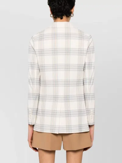 Circolo 1901 Check Pattern Double-breasted Cotton Jacket In White
