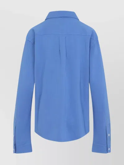 Miu Miu Button-detailed Cotton-poplin Shirt In Blue