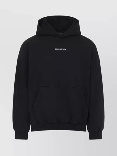 Balenciaga Relaxed-fit Cotton Hooded Sweatshirt With Design In Black
