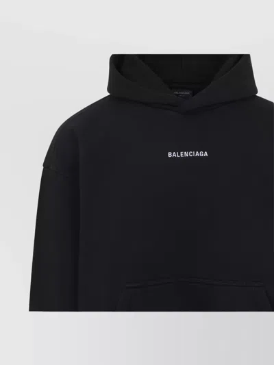 Balenciaga Relaxed-fit Cotton Hooded Sweatshirt With Design In Black