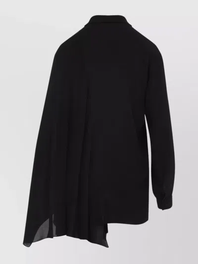 Balenciaga Black Georgette Scarf Blouse In Black