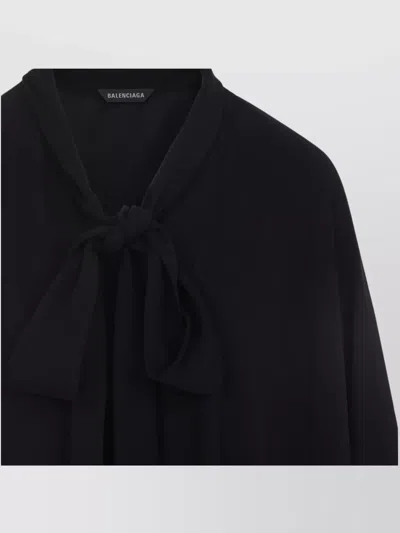 Balenciaga Black Georgette Scarf Blouse In Black
