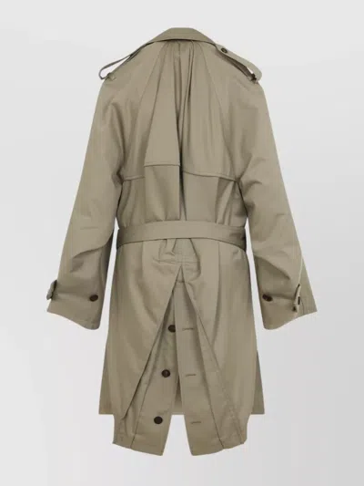 Balenciaga Beige Double-breasted Cotton Trench Coat In Brown