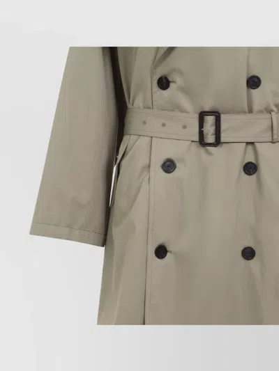Balenciaga Beige Double-breasted Cotton Trench Coat In Brown