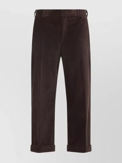 Moschino Corduroy Ribbed Trousers Rolled Hem In Brown