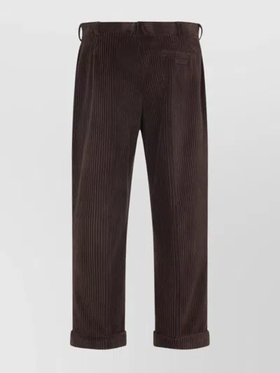 Moschino Corduroy Ribbed Trousers Rolled Hem In Brown