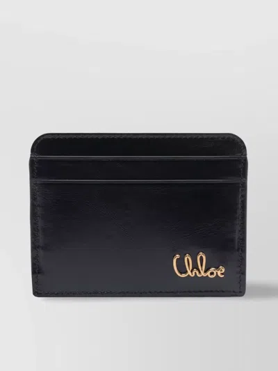 Chloé Chloe Leather Card Holder In Black