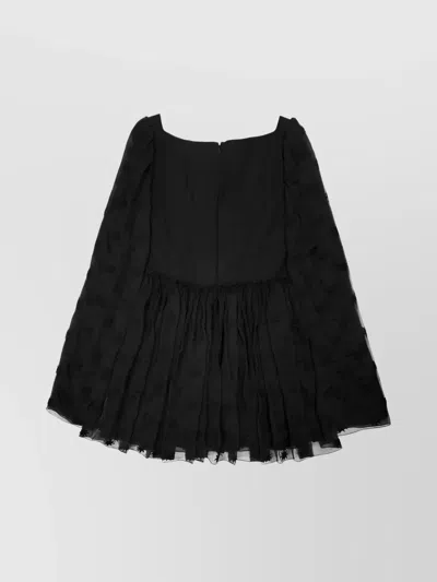 Chloé Square Neckline Flared Sleeves Sheer Overlay Embroidered In Black