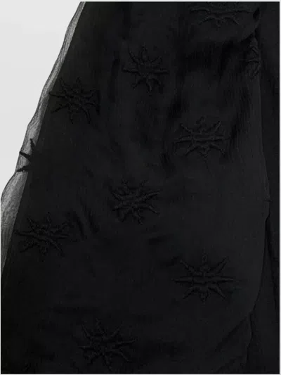 Chloé Square Neckline Flared Sleeves Sheer Overlay Embroidered In Black