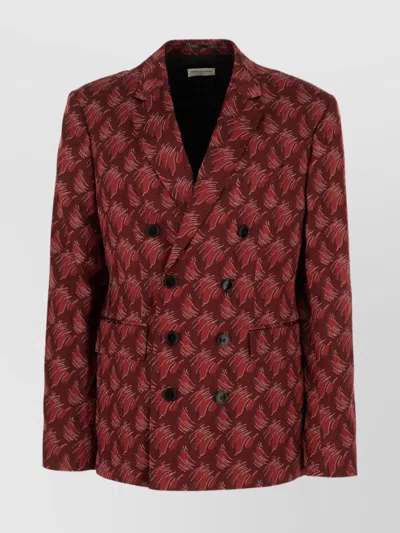 Dries Van Noten Structured Double-breasted Jackets In Patterned Fabric In Red