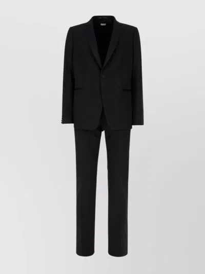 Dries Van Noten Tailored Suit With Back Vent And Notched Lapel In Black