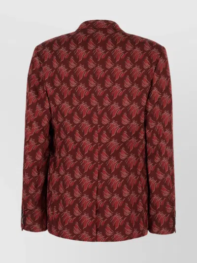 Dries Van Noten Structured Double-breasted Jackets In Patterned Fabric In Red