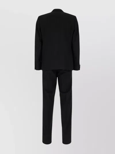 Dries Van Noten Tailored Suit With Back Vent And Notched Lapel In Black