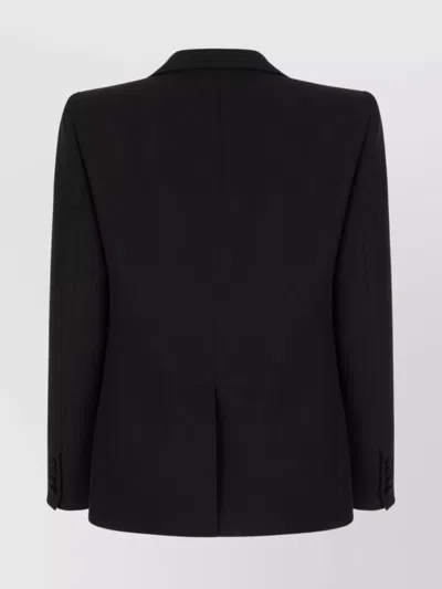 Valentino Wool Blazer With Notched Lapels And Back Vent In Black
