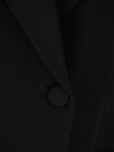 Valentino Wool Blazer With Notched Lapels And Back Vent In Black