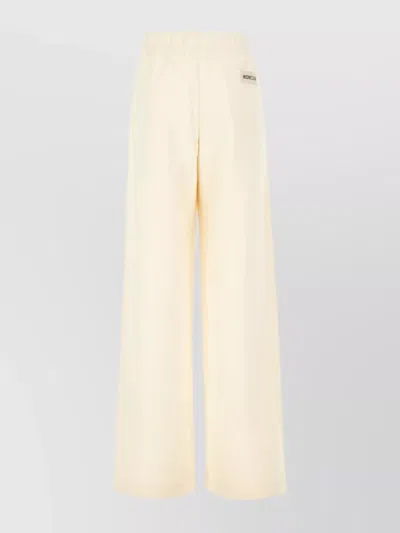 Moncler Cotton Joggers With Elastic Waistband And Back Pocket In Neutral