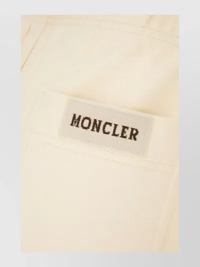 Moncler Cotton Joggers With Elastic Waistband And Back Pocket In Neutral