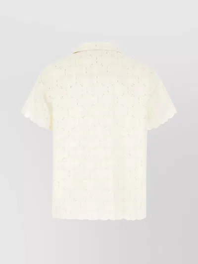 Moncler Ivory Embroidered Cotton-blend Shirt In Neutral
