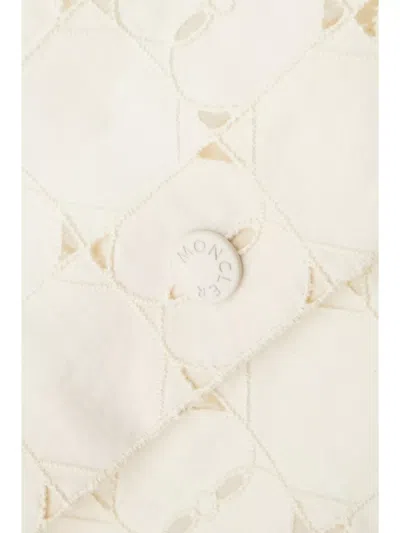 Moncler Ivory Embroidered Cotton-blend Shirt In Neutral