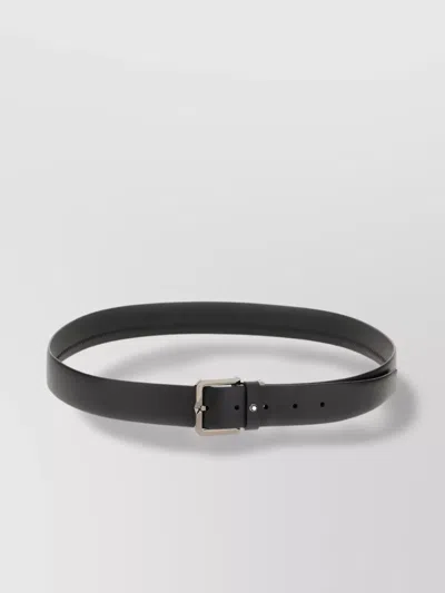 Montblanc Leather Belt With Adjustable Length And Metal Buckle In Black