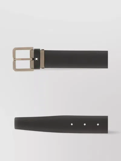 Montblanc Leather Belt With Adjustable Length And Metal Buckle In Black