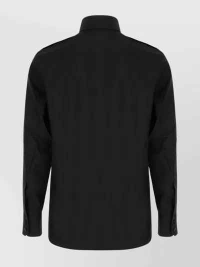 Tom Ford Silk Shirt With Button-down Collar And Chest Pockets In Black