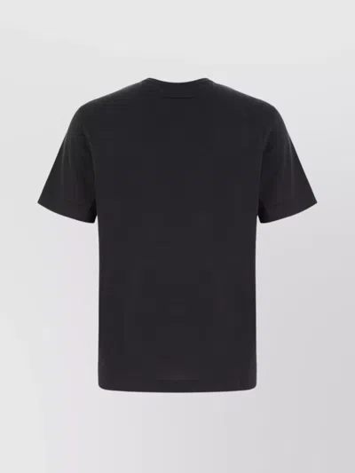 Zegna Navy Blue Piquet Cotton T-shirt In Black