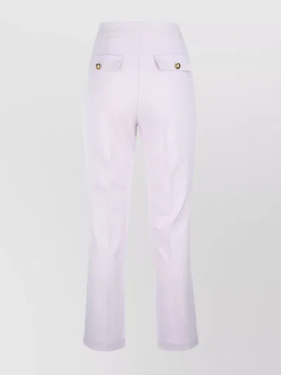 Elisabetta Franchi Trousers With Back Pockets And Button Detail In White