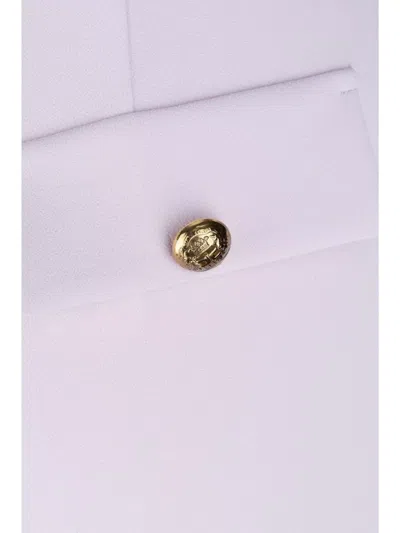 Elisabetta Franchi Trousers With Back Pockets And Button Detail In White