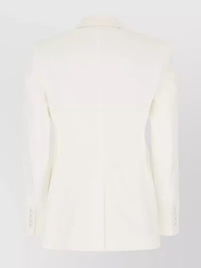 S Max Mara Blazer Cotton Stretch Flap Pockets In White