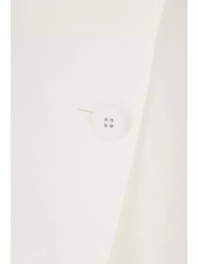 S Max Mara Blazer Cotton Stretch Flap Pockets In White