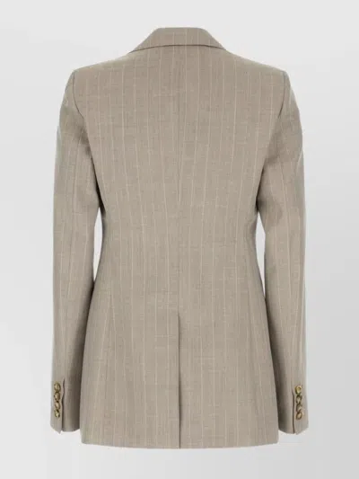 Stella Mccartney Wool Blazer With Embroidered Back Vent In Neutral