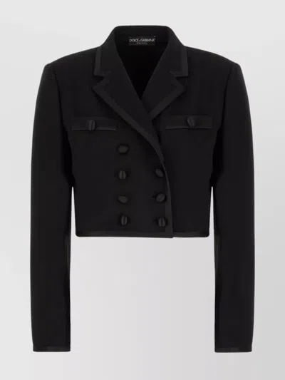 Dolce & Gabbana Satin-trimmed Wool-blend Blazer In Black