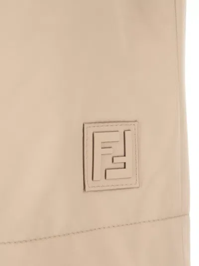 Fendi Grey Elastic Waistband Polyester Shorts In Neutral